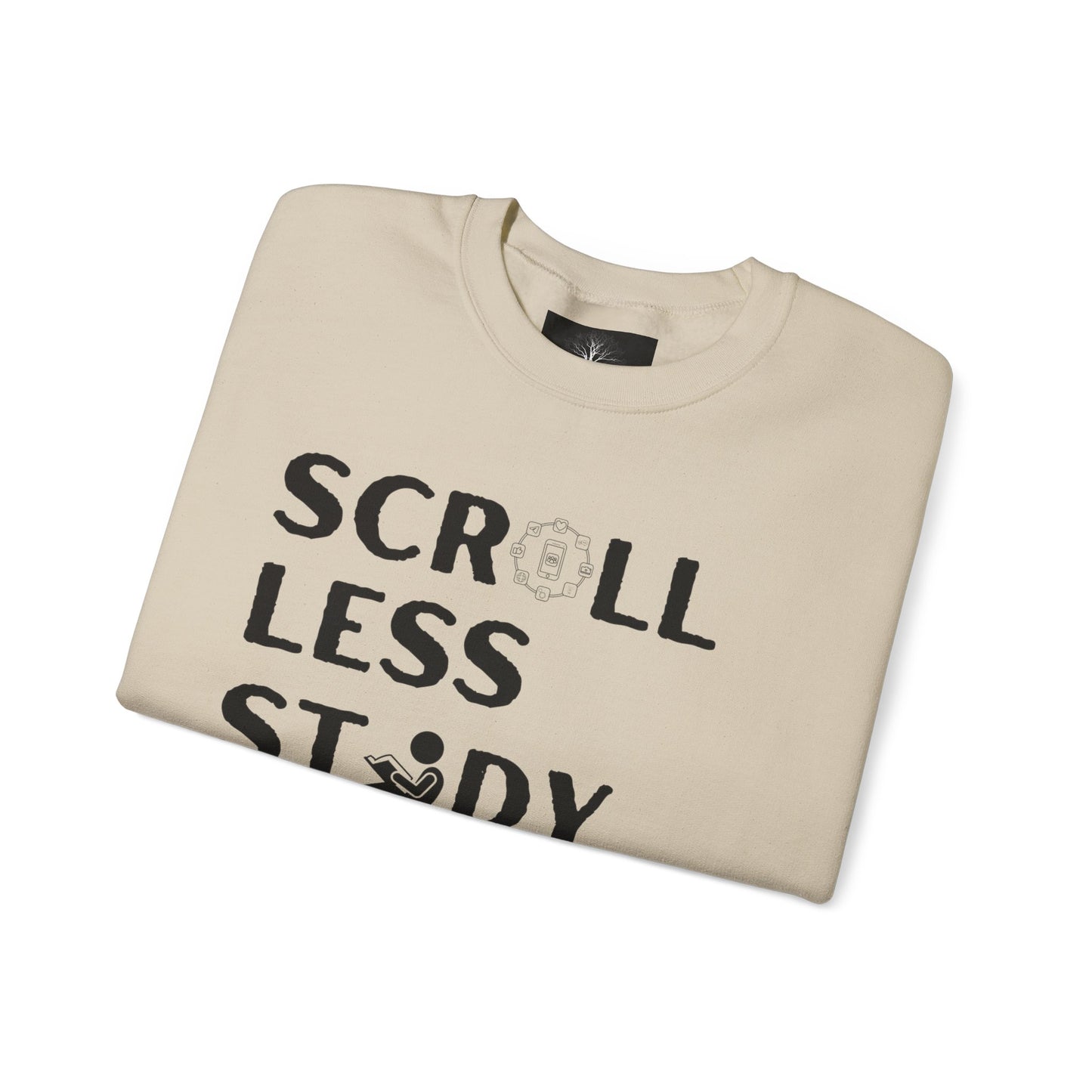 Scroll Less Study More, Unisex Heavy Blend™ Crewneck Sweatshirt